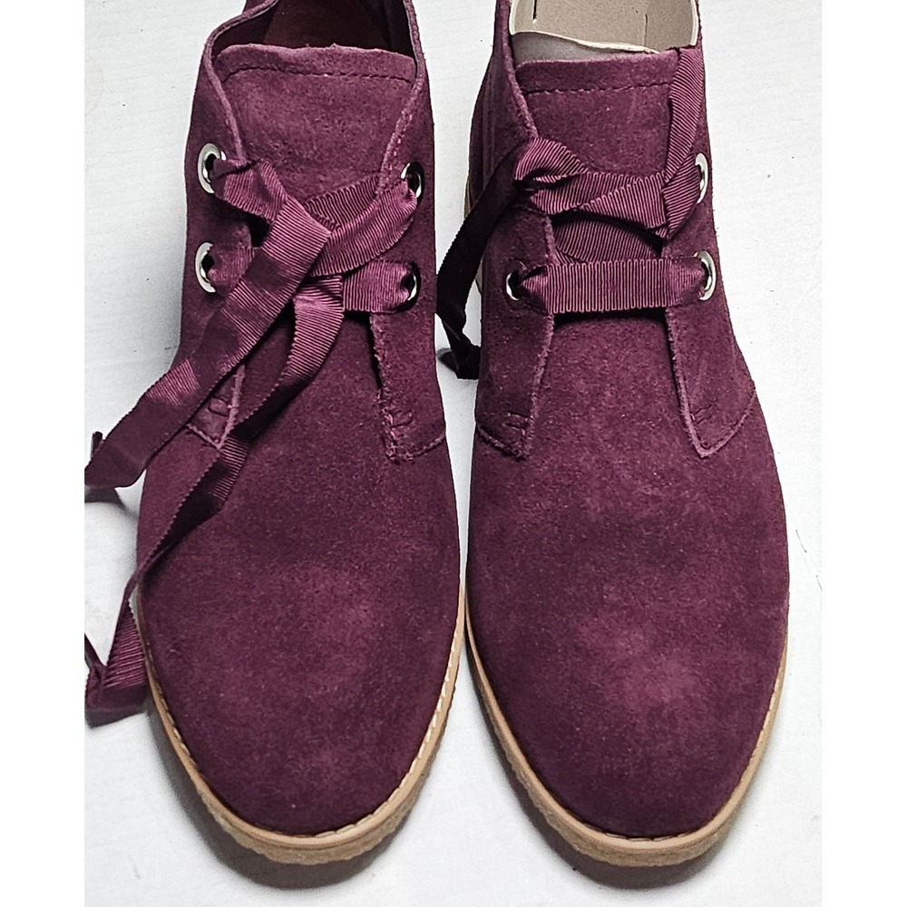 Isaac Mizrahi Live IM ZOE Dark Red Suede Ribbon Lace Desert Boots Womens 7M NEW